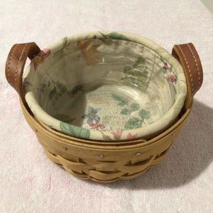 Longaberger 2003 Saffron Booking Basket Fabric Liner Plastic Protector Botanical